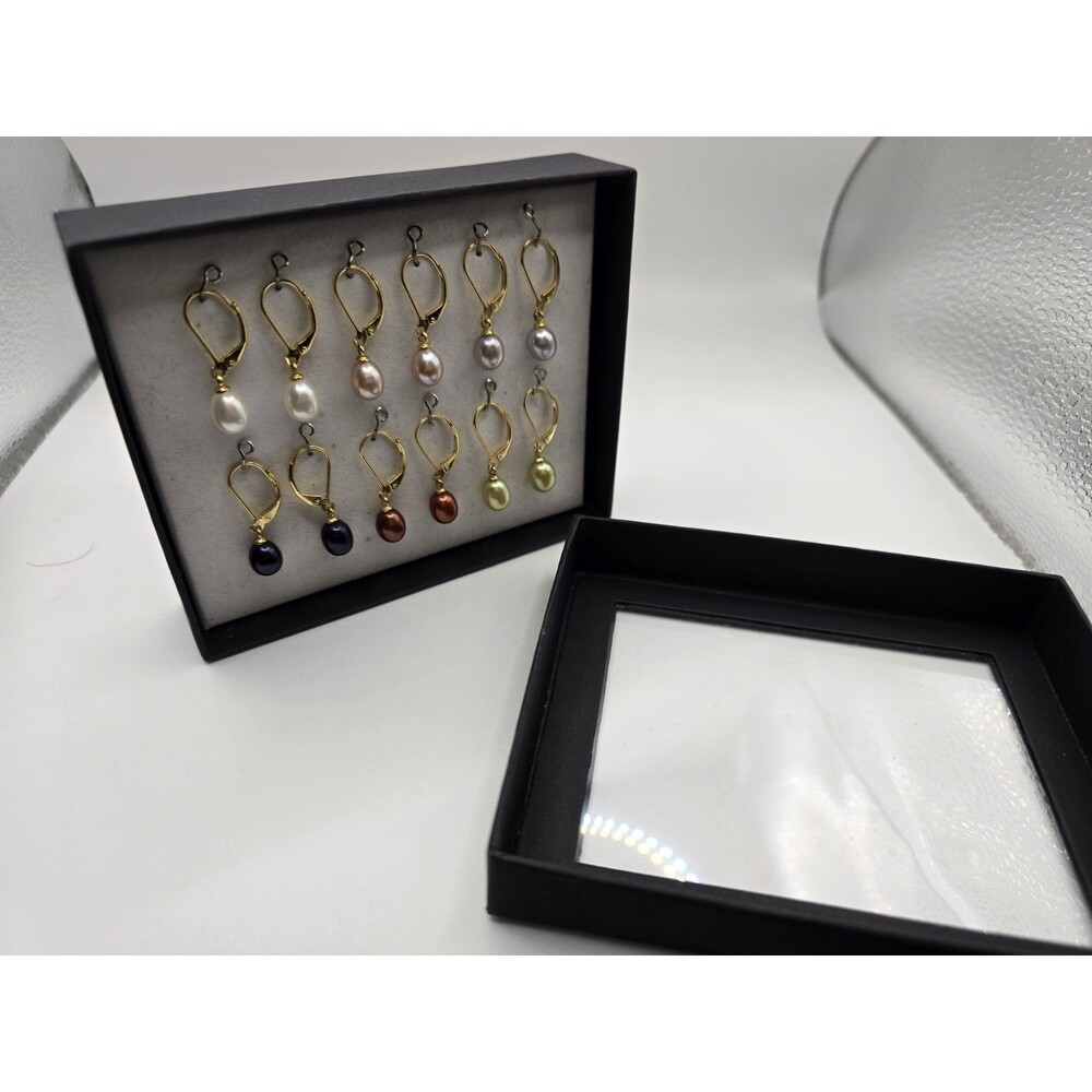 jtv Multi Color Cultured Freshwater Pearls 18k Yellow Gold Over 925 Earrings Set